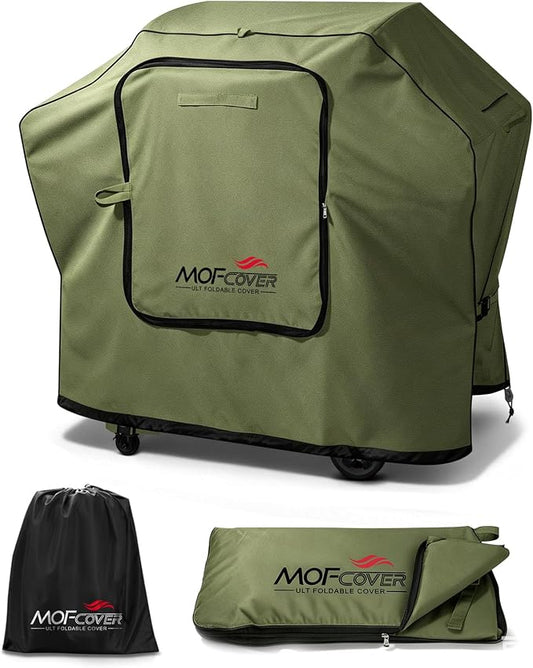 Exclusive Foldable 52 inch Grill Cover, 600D Heavy Duty Outdoor BBQ Cover for 2-4 Burners Grill Weber 7106 Spirit 200 300 Series, Green