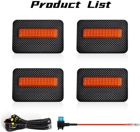 Amber LED Grille Lights for Tacoma SR SR5 2024 2025, 4Pcs Front Grill Light Kit with Wire Harness and Fuse