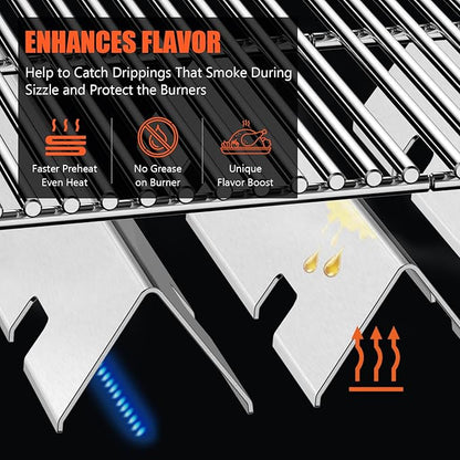 QuliMetal Grill Parts for Spirit 2 e310, 7636 Flavorizer Bars & 69787 Grill Burner for Spirit 300 Series E310 E-330 E330 SP310 SP320 310 Spirit II E-310 2 E-310 GS4 3 Burner Spirit Grill Parts