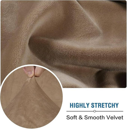 H.VERSAILTEX Velvet Stretch Couch Cushion Cover Plush Cushion Slipcover for Chair Loveseat Sofa Cushion Furniture Protector Seat Cushion Sofa Cover (3 Piece Sofa Cushion Covers, Camel)