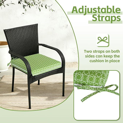 COZYVIDA Outdoor Chair Cushions Set of 4, 20"x20" Square Seat Pads with Tie Straps and YKK Zippers, 30D High-Density Foam, Water-Resistant Fabric,UV-Resistant 1000+ Hrs