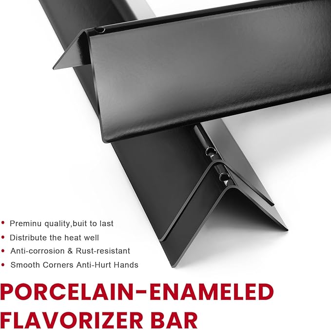 GasSaf 15.3 inch Flavorizer Bar Replacement for Weber 7635, Spirit 200 Series Spirit E210, S210, E220, S220 with Front Control Knobs, 3-Pack Porcelain Steel Flavor Bars(L15.3" x W3.5" x H2.5")