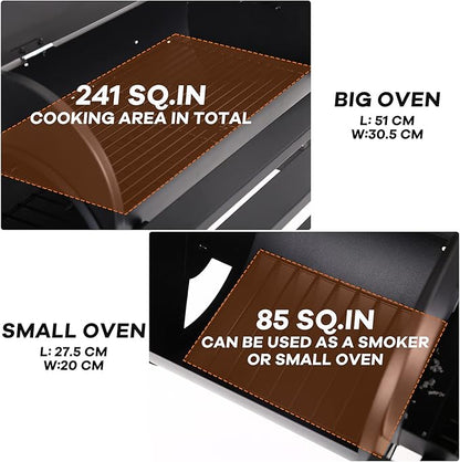 Charcoal Grills, MGHH Portable Charcoal Grill with 2 Wheels Side Fire Box, Small BBQ Oven Offset Smoker for 8-12 People Outdoor Patio Backyard, Camping Picnics