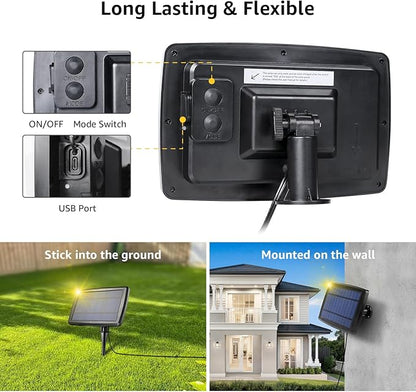 Lepro Solar Outdoor String Lights Patio Bistro Lights, 25ft 26 LED G40 Bulbs, USB Rechargeable Portable Edison Café String Lights for Porch, Pergola, Backyard, Garden, Pool, Party, Camping, 3600mAh