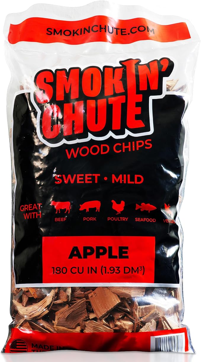 Smokin' Chute Apple Wood Chips for Smoker - Sweet & Mild Flavor - No Soaking Needed - BBQ Wood Chunks - Made in USA
