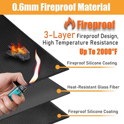Heat Resistant Mats for Countertop fits Tabletop Grill, 36x30x0.02in, Black | 1022℉ Fireproof grill mat for countertop/table protection, fits gas/charcoal grills, pizza ovens, fits Blackstone & Ninja