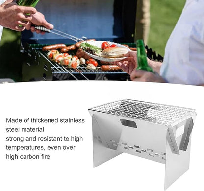 Topyond Folding Charcoal BBQ Grill, Stainless Steel Portable Barbecue Grill for Outdoor Camping,Kebab Grill, Mangal Grill,Square BBQ Grill, Picnic BBQ