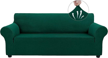 Asnomy Stretch Oversized Couch Covers for Sofa Slipcover,Blackish Green | 1-Piece Sofa Covers Washable(94"-110") 4-Seater Furniture Protector with Non Skid Foam and Elastic Bottom for Kids, Pets