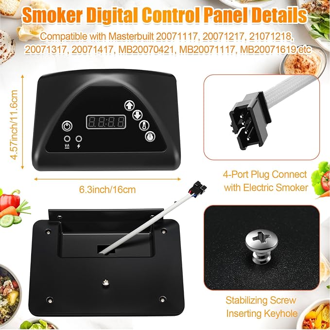 Fumete 9907160014 9907120011 Smoker Replacement Kit, Compatible with Masterbuilt Mb20071117 30 Inch Electric Smokers, Digital Control Panel with 120v 800w Heating Element Set