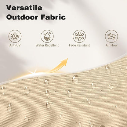 AreShark 15FT Large Rectangular Patio Umbrella with Solar Lights, Beige | Rectangle Lighted Outdoor Umbrella with Crank, Double-Sided Market Umbrella with Base for Porch, Lawn, Pool, Backyard