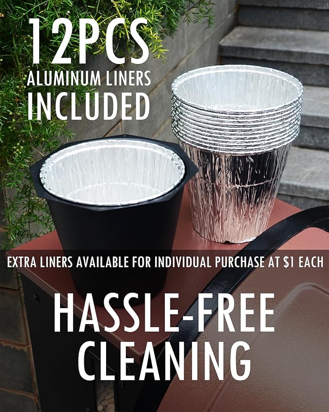 Upgraded Grease Bucket with Lid & 12PCS Liners, Grease Catcher for Smoker Drip Bucket, Compatible with Traeger, Pit Boss, Z Grills, Recteq and More - Grease Bucket for Pellet Grill