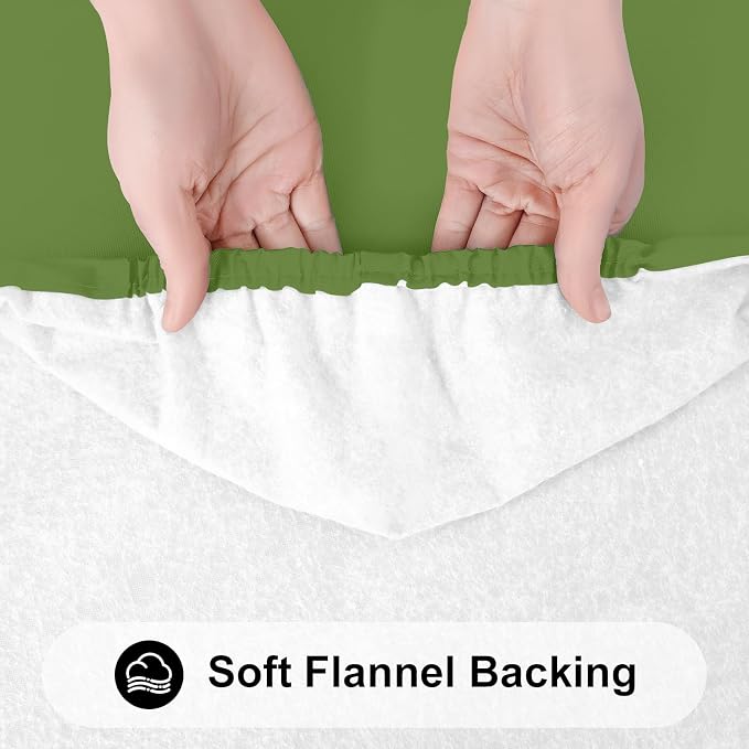 Smiry Rectangle Tablecloth, Elastic Fitted Flannel Backed Vinyl Tablecloths for 4ft Folding Tables, Waterproof Wipeable Table Covers for Indoor, Outdoor, Picnic and Camping (Olive, 24"x48")