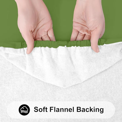 Smiry Rectangle Tablecloth, Elastic Fitted Flannel Backed Vinyl Tablecloths for 4ft Folding Tables, Waterproof Wipeable Table Covers for Indoor, Outdoor, Picnic and Camping (Olive, 24"x48")
