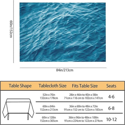 TKS MITLAN Ocean Waves Decorative Rectangle Tablecloth Blue Ocean Waves Seawater Flow Polyester Table Cloths Kitchen Table Cover for Dining BBQ Picnic Coffee Table 60 x 84 Inch 6-8 Seats