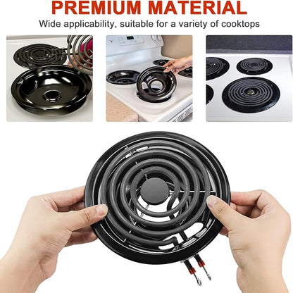Porcelain Burner Drip Pan & MP22YA Electric Range Burner Element Unit Set Replacement - Compatible with Whirlpool Electric Range Stove by AMI PARTS
