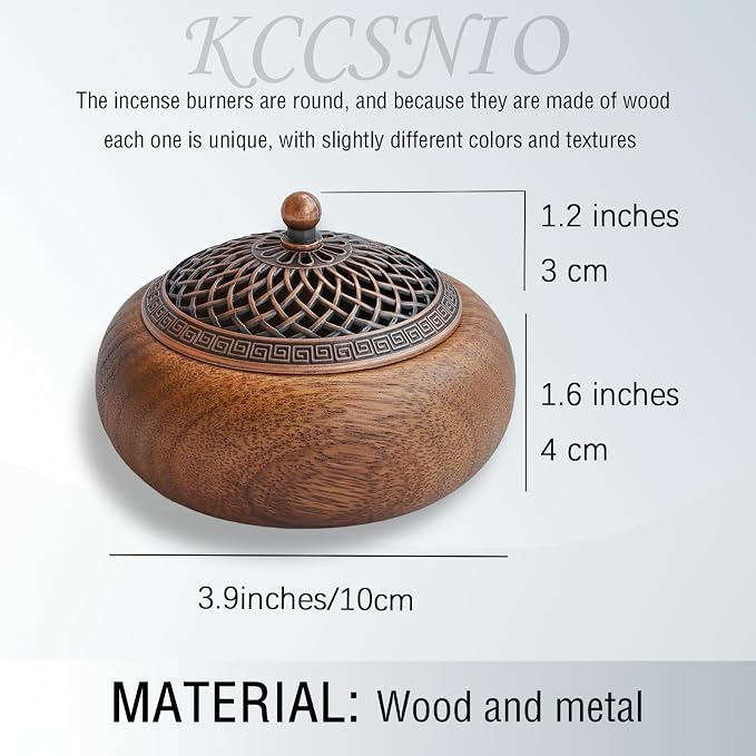 Acacia Wood Incense Burner for Cones & Coils, with Sticks Holder | 3-in-1 Wooden Meditation Accessory, Zen Yoga Home Decor for Living Room, Bedroom and Spa
