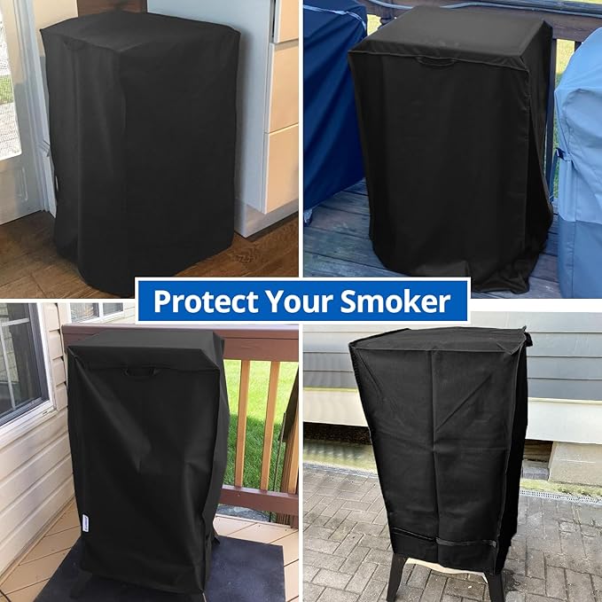 SunPatio 40 inch Electric Smoker Cover Compatible for Masterbuilt Smoker, Heavy Duty Waterproof Outdoor Smoker Grill Cover, 28" W x 22" D x 39" H, Black