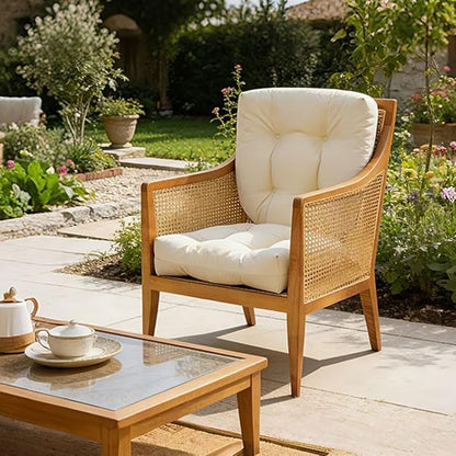 Outdoor Chair Cushions Set of 2, 19"x19" Tufted Outdoor Seat Cushions, Waterproof Patio Furniture Cushions,Beige