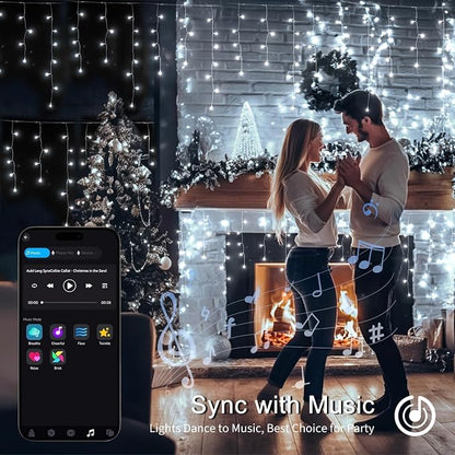 JMEXSUSS 400 LED Smart RGB Icicle Lights for Outside | Color Changing Halloween Lights Outdoor with Remote & APP, String Light Plug in for Christmas Decor