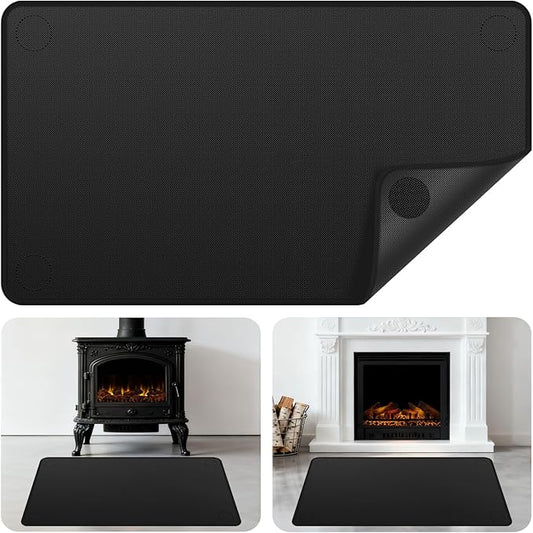 Fireplace Mat Fireproof - 24 x 42 Inch Hearth Rugs for Fireplaces Fire Resistant, Indoor Fire Pit Wood Stove Pads, Outdoor Under Grill Mats, Protect Floors and Decks from Sparks Embers