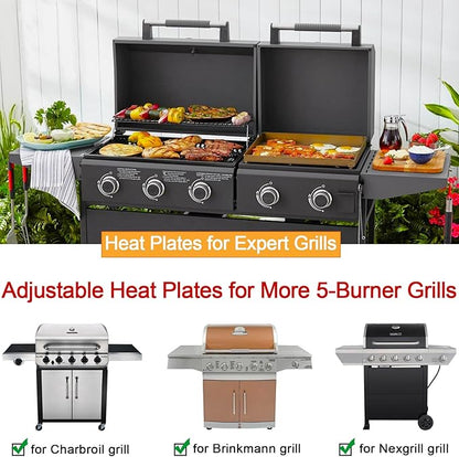 GasSaf Adjustable Heat Plates Extend from 13.5" to 25" for Expert Grill Parts Burner Covers, Universal Heat Shield Flame Guards Replacement for Charbroil Brinkmann Royal Gourmet Nexgrill More Grills