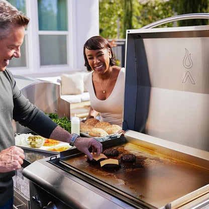 Blaze LTE+ 30-Inch Built-in Natural Gas Griddle – 304 Stainless Steel Outdoor Kitchen Flat Top, 2-Burner 30,000 BTU (15k per burner) with Lift-Assist Hood, LED Control Knobs & Front Grease Tray