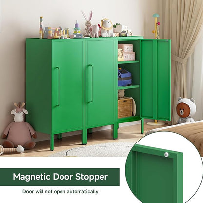 Metal Storage Cabinet 39.5” Decorative Storage Cabinet with Door & 2 Adjustable Shelves for Home Office Garage Kitchen (Green)