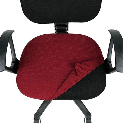 Smiry Office Computer Chair Seat Covers for Desk, Anti-dust Protector | Stretch Jacquard Removable Washable Desk Chair Seat Cushion Protectors, Wine Red