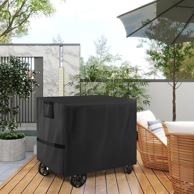 Pizza Oven Cart Table Cover, Outdoor Grill Table Cover for BBQMall Pizza Oven Cart, Universal Waterproof Patio BBQ Grill Cart Stand Cover, Prep Table Covers for Keter Unity-51 x 25 x 31 Inch