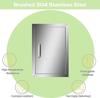 Outdoor Kitchen Door BBQ Access 20'' Wx27'' H Flush Mount Single Island Perfect for Grilling Station and Island, Silver