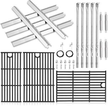 Criditpid Grill Replacement Parts for Charbroil Performance 5 Burner 463448021 463455021 463450022 463451022 463459021 463458021, Grill Grates, Heat Plates, Burners and Igniter for Charbroil Parts