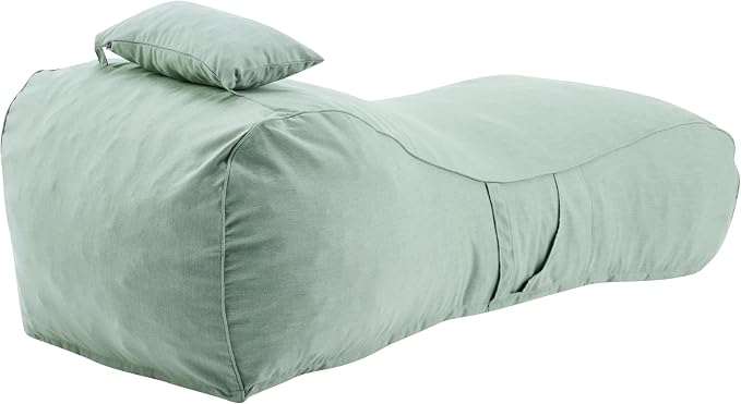 Christopher Knight Home Morton Outdoor Bean Bag Chair Set of 2, Fabric Bean Bag Chair for Adults and Kids, Indoor/Outdoor Sun Lounger with Headrest, Patio Chaise Lounge Chair Set of 2, Mint