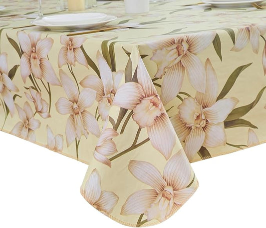 LIBERECOO Heavy Duty Vinyl Tablecloth with Flannel Backing Waterproof Oil-Proof Plastic Table Cloth Stain-Resistant Wipeable Rectangle or Square Table Cover for Indoor and Outdoor 60 x 102 Inch