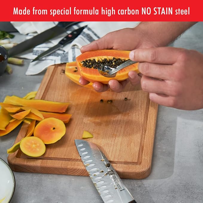 ZWILLING Twin Signature 7-inch Razor-Sharp German Hollow Edge Santoku Knife, Made in Company-Owned German Factory with Special Formula Steel perfected for almost 300 Years, Dishwasher Safe