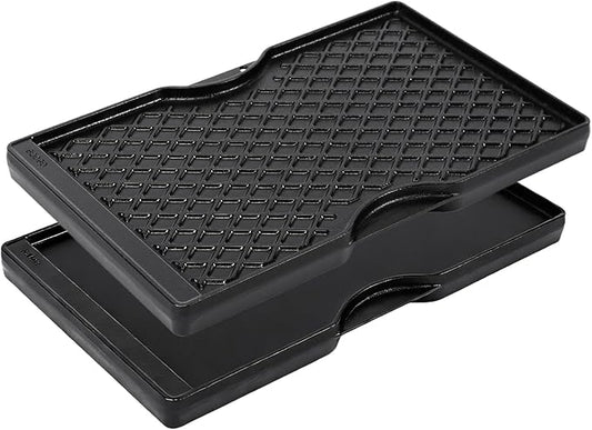 Utheer Double-Sided Ceramic Griddle for Weber Spirit 200 Series, 17.5" × 10.2" Replacement for Weber 7637 ｜ Reversible Flat & Ribbed Surface, Matte Black Enamel, Heavy-Duty Cast Iron