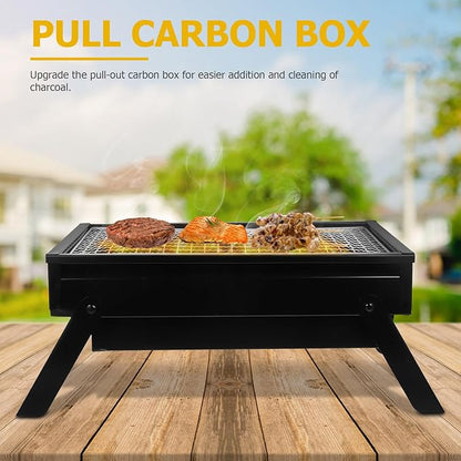DOITOOL Portable Foldable Charcoal Grill Small Outdoor Bbq Grill for Camping and Backyard Use with Thickened Medium Size Pull-out Charcoal Tray, Suitable for 1-3 People