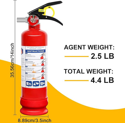 6 Pack ABC Dry Chemical Fire Extinguishers with Mount, 2.5 lb 1A:10B:C Rating for Home, Vehicle, Boat, Quick Release Handle, Compact & Portable Dry Powder Extinguisher