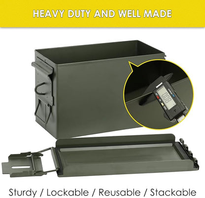 Aolamegs 50 Cal Ammo Can – Locking Hardware Kit and Stainless Steel Padlock，Ammo Box Military & Army M2A1