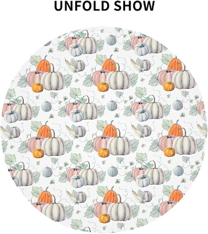 Sweetshow Thanksgiving Fall Round Tablecloth 60 Inch for Watercolor Autumn Pumpkin Tablecloth Polyester Washable Circle Table Cover Table Cloth for Kitchen Dining Room Picnic Patio Wedding Party