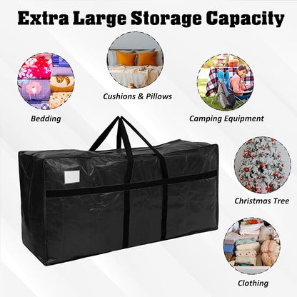 4 Pcs 194 Gallon Extra Large Moving Bags Heavy Duty Storage Bag with Strong Zipper Handle Foldable XXL Jumbo Storage Tote Packing Moving Box for College Dorm Travel Cloth Duffle (Black)