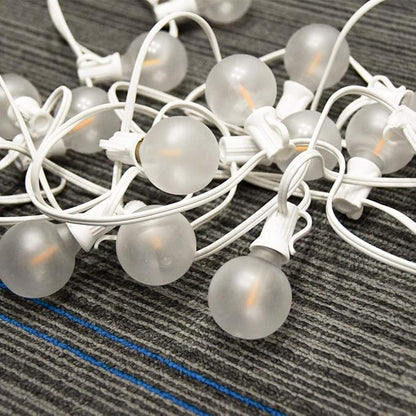 25Ft G40 LED Frosted White String Lights Outdoor with 27 Shatterproof Globe Bulbs Patio Lights White Wire, Waterproof Hanging Bistro Lights for Wedding Party Backyard Garden Porch Christmas Decor