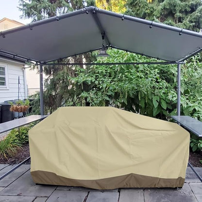 98 Inch Island BBQ Grill Head Cover Heavy Duty Waterproof Outdoor Kitchen BBQ Cover, Beige
