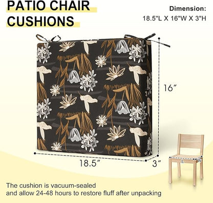 downluxe Outdoor Chair Cushions Set of 4 for Patio Furniture, Water-Resistant Square Corner Patio Chair Cushions with Ties, High Density Foam Outdoor Seat Cushion, 18.5" X 16" X 3", Nightbird