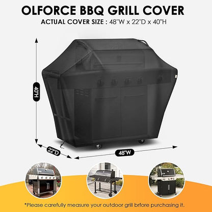 Grill Cover 48 Inch for Outdoor Grill,Grill Cover for Outdoor Waterproof Weather Resistant,UV & Fade Resistant, Compatible with Weber Nexgrill Charbroil Kenmore Gas BBQ, Black