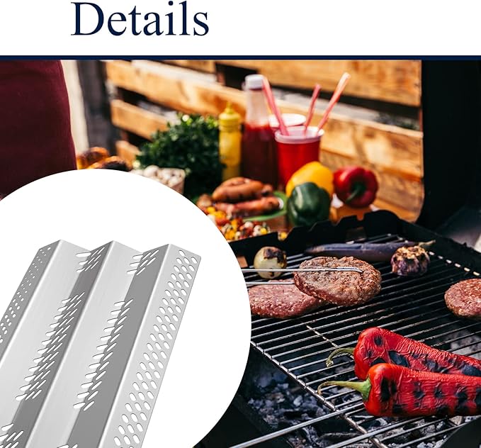 Grill Replacement Parts, 3 Pack Heat Plate Shield with 3 Pack Burner Gas Burner Tube for American Outdoor Grill Gas 24NB, 24NG, 24NP, 24PC, 30NB, 30PC, 36NB, 36PC