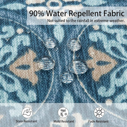 Magpie Fabrics Indoor Outdoor Cushion Cover Replacement 2 Pack, NO Insert! Water Repellent Slipcover with Ties Decor for Patio Garden Chair Sofa Bench Wicker(Morgan Medal Blue, 24x22x4 Inch)