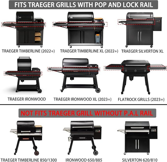 BAC612 P.A.L. Pop-and-Lock Storage Bin Grill Replacement Parts for Traeger Timberline Ironwood Timberline XL Ironwood XL Silverton XL Flatrock Storage Side Basket Pellet Grill Parts Accessories BAC642