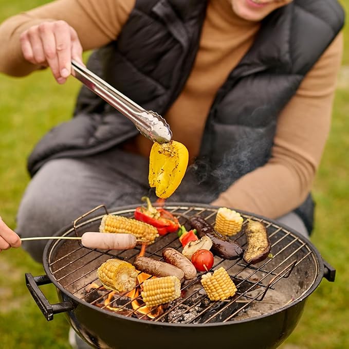 18 Inch Charcoal Grill, Kettle Grill with Handle and Wheels for Outdoor Camping and Small Patio Backyard (Black)