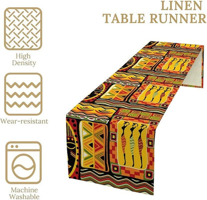 African Totems Table Runner African American Kwanzaa Black History Month Juneteenth Decorations and Supplies Retro Aesthetic Art Table Decor Table Top Dining Wedding Party 13x70 Inch