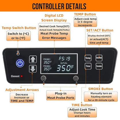 Control Board Replacement Parts for PitBoss 2 Series Electric Smoker PBV2D1 | Precision Digital Thermostat, W/LCD Display, Controller Replacement for Pit Boss 2 Series Digital Electric Vertical Smoker
